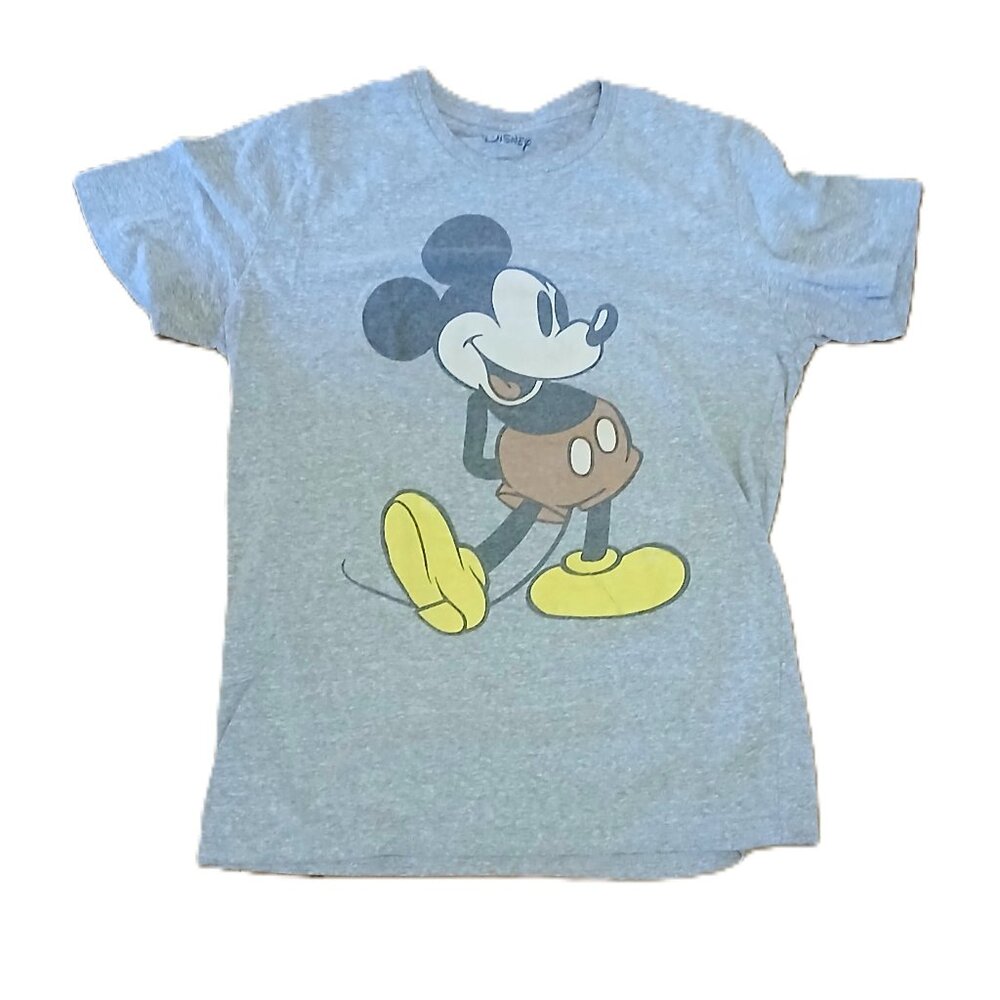 Mickey Mouse Gray Men’s T-Shirt Large Disney Cotton Blend Tee